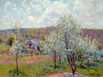 Frühling in der Umgebung von Paris, Apfelblüte, 1879 von Alfred Sisley